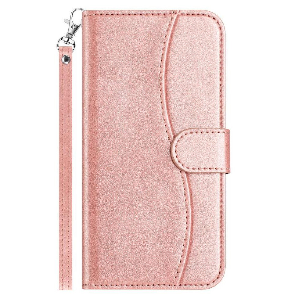 (Rose ) Flip Case For Oneplus 8T Card Slots Holder Pu Leather Shockproof Colorful Wrist Strap Gold 764544250511