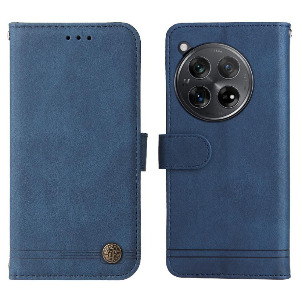 (Blue) Flip Case For Oneplus 12R Shockproof Wallet Card Slot Holders Long Strap Short Strap Blue 764544251587
