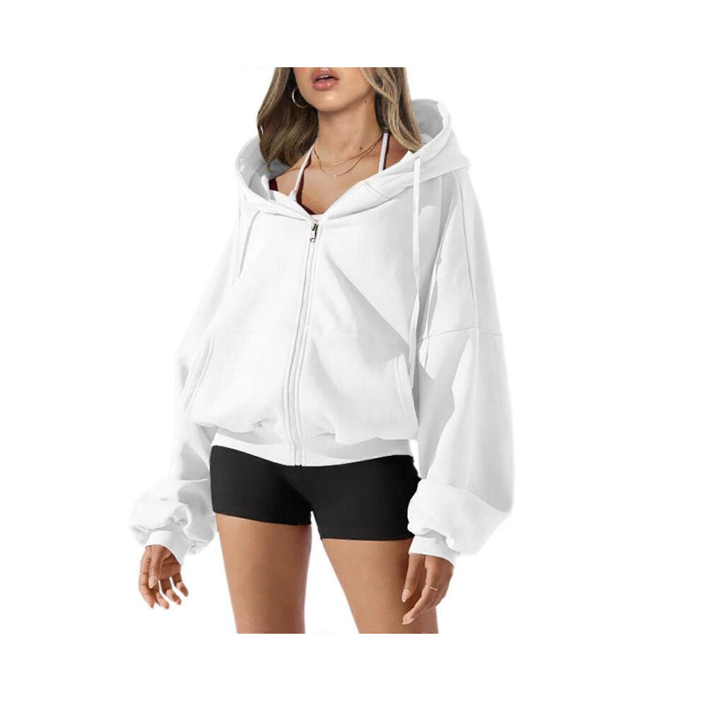 (L, BE) Women Fleece Lined Full Zip Up Drawstring Hoodie Sweatshirt Casual Fall Long Sleeve Hooded Jacket Top with Pockets  Gray XL