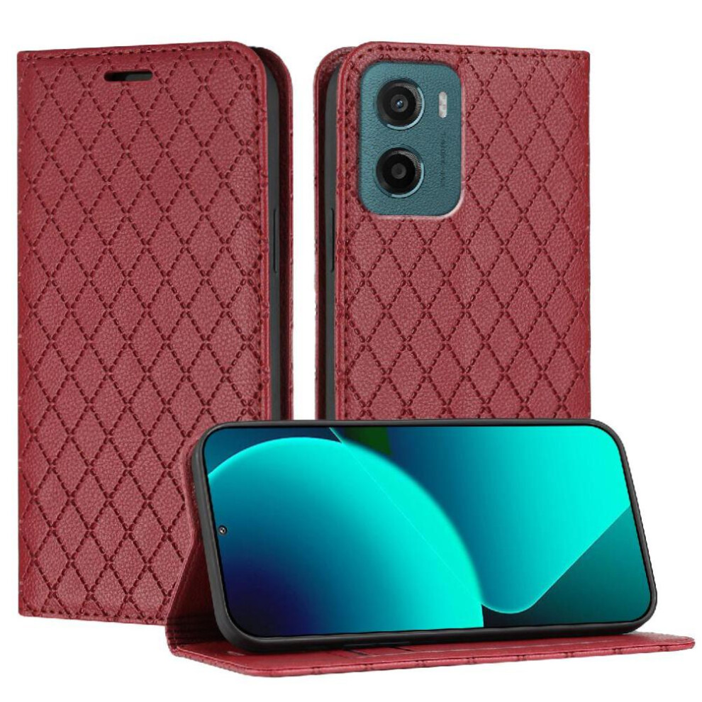 (Red) Case For Motorola Moto G05 Wallet Business Card Slots Holder Flip Magnetic Shell Red 764544252331