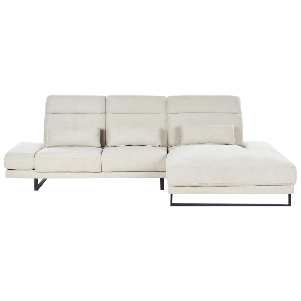 Left Hand Fabric Corner Sofa Light Beige IKAST