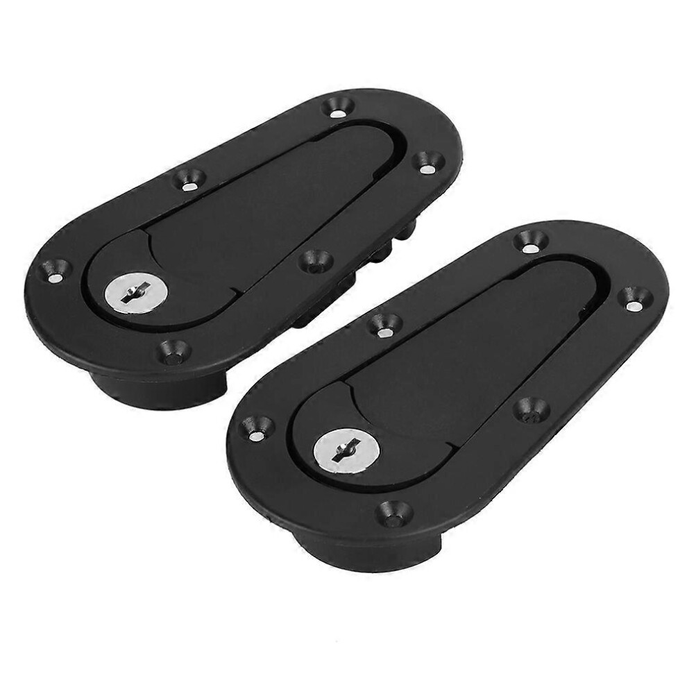 (As Show, One Size) Carbon Fiber Racing Car Hood Pin Universal Bonnet Latch Lock Kit With Keysblack 6909775553893