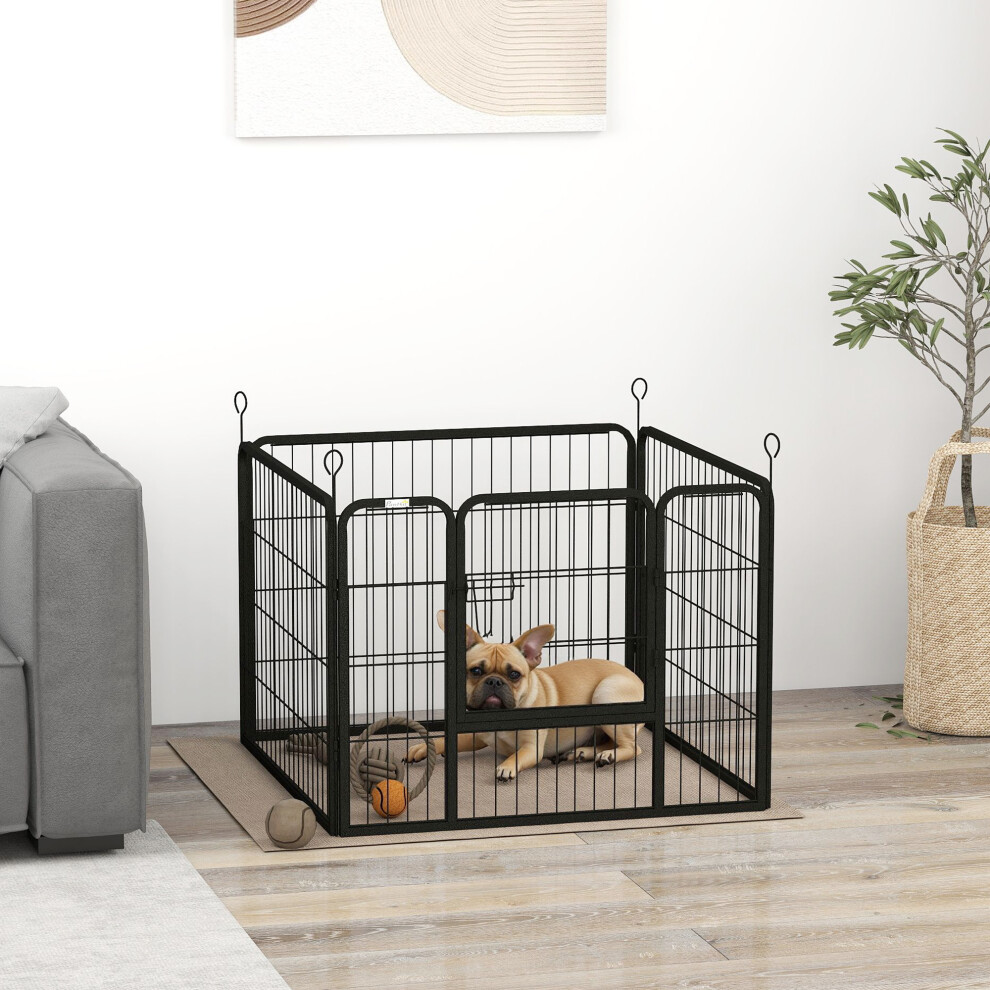 Pawhut Metal Pet Playpen Dog Kennel W/Door Latches In/Outdoor Use 82Lx82wx60hcm