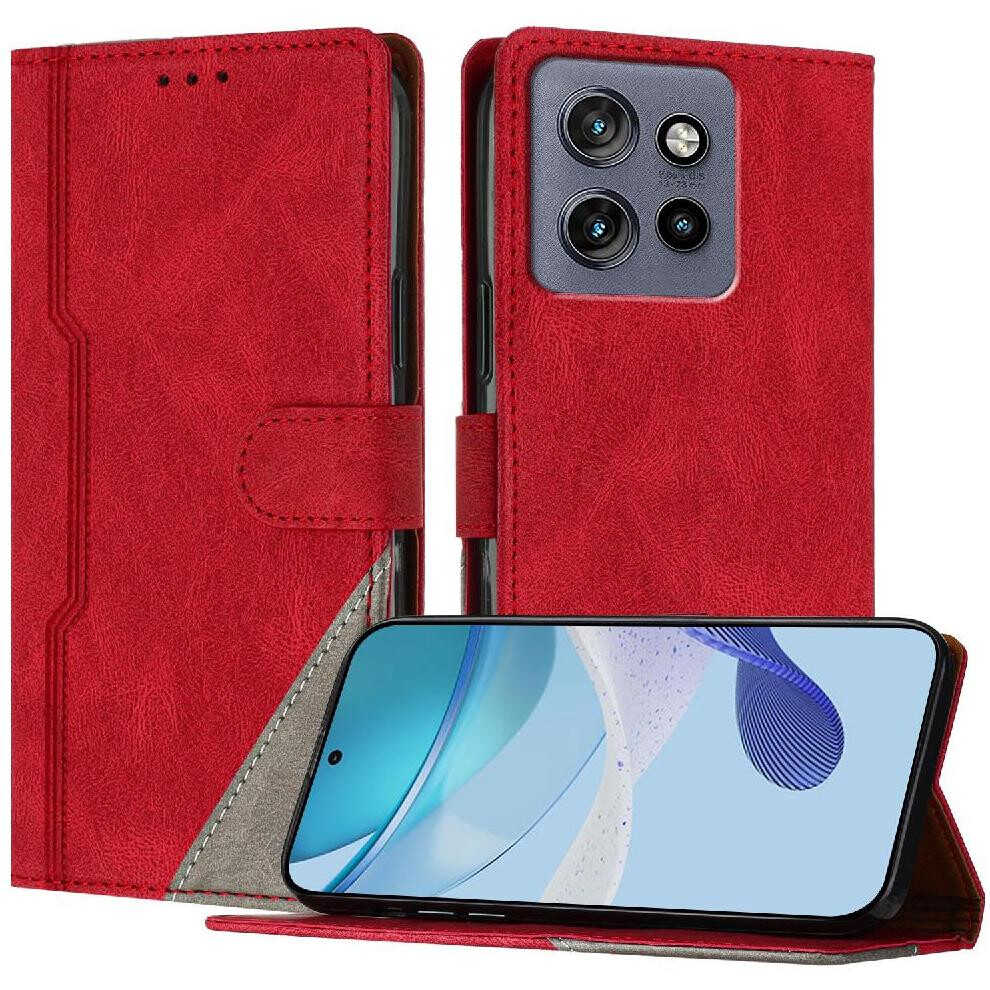 (Red) Case For Motorola Moto Thinkphone 25 Magnetic Closure Card Slots Cover Handy Stand Pu Leather Wallet Red 764563390045