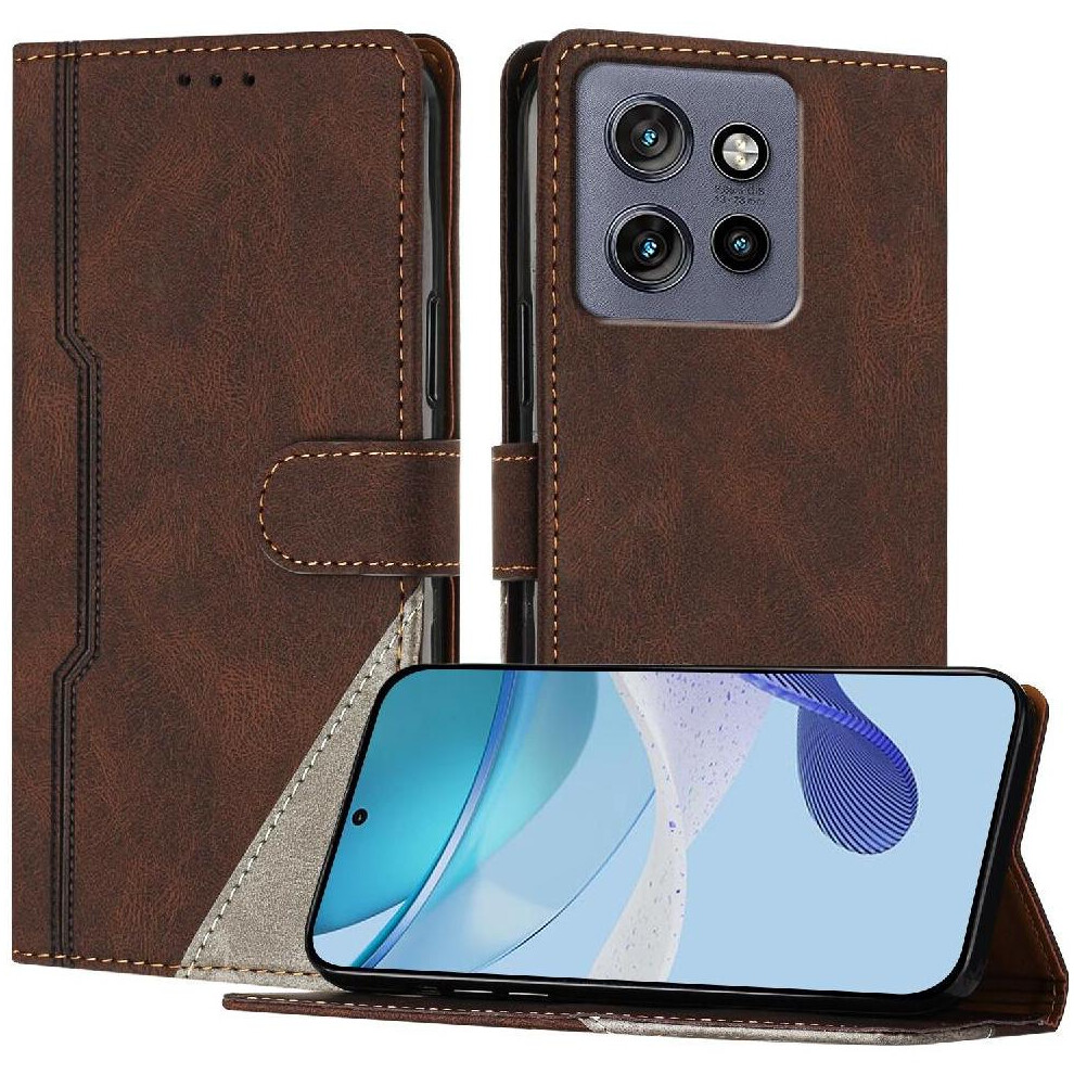 (Brown) Case For Motorola Moto Thinkphone 25 Magnetic Closure Card Slots Cover Handy Stand Pu Leather Wallet Brown 764563390069