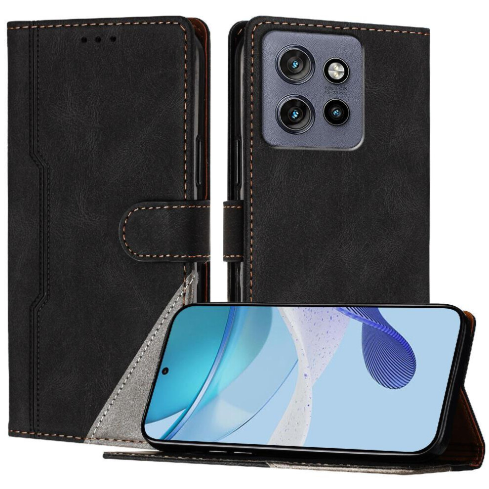 (Black) Case For Motorola Moto Thinkphone 25 Magnetic Closure Card Slots Cover Handy Stand Pu Leather Wallet Black 764563390038