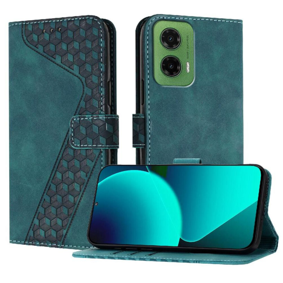 (Green) Phone Case For Motorola Moto G35 5G Magnetic Kickstand Wallet Card Slots Cover Flip Folio Green 764563390861