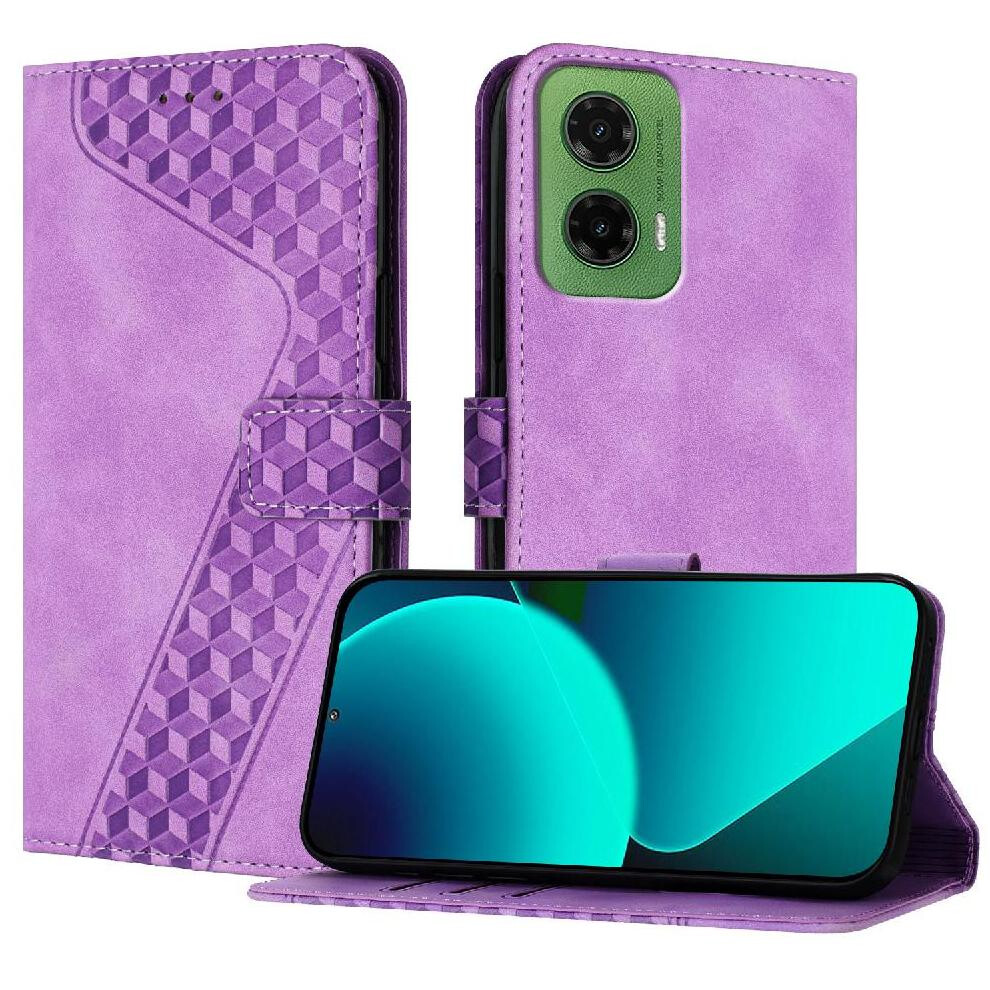 (Purple) Phone Case For Motorola Moto G35 5G Magnetic Kickstand Wallet Card Slots Cover Flip Folio Purple 764563390847