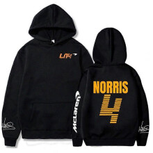 (M, Black) Mclaren F1 Hoodie Lando Norris 4 Letter Print Men's And Women's Sweatshirt Autumn/winter Casual Fashion Street Large Hoodie