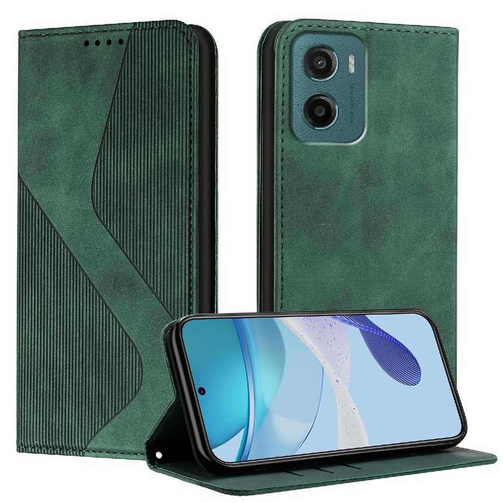 (Green) Case For Motorola Moto E15 Card Slots Holder Folio Flip Magnetic Pu Leather Wallet Kickstand Green 764563392438