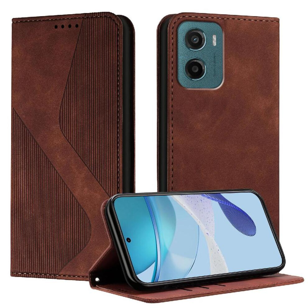 (Brown) Case For Motorola Moto E15 Card Slots Holder Folio Flip Magnetic Pu Leather Wallet Kickstand Brown 764563392414