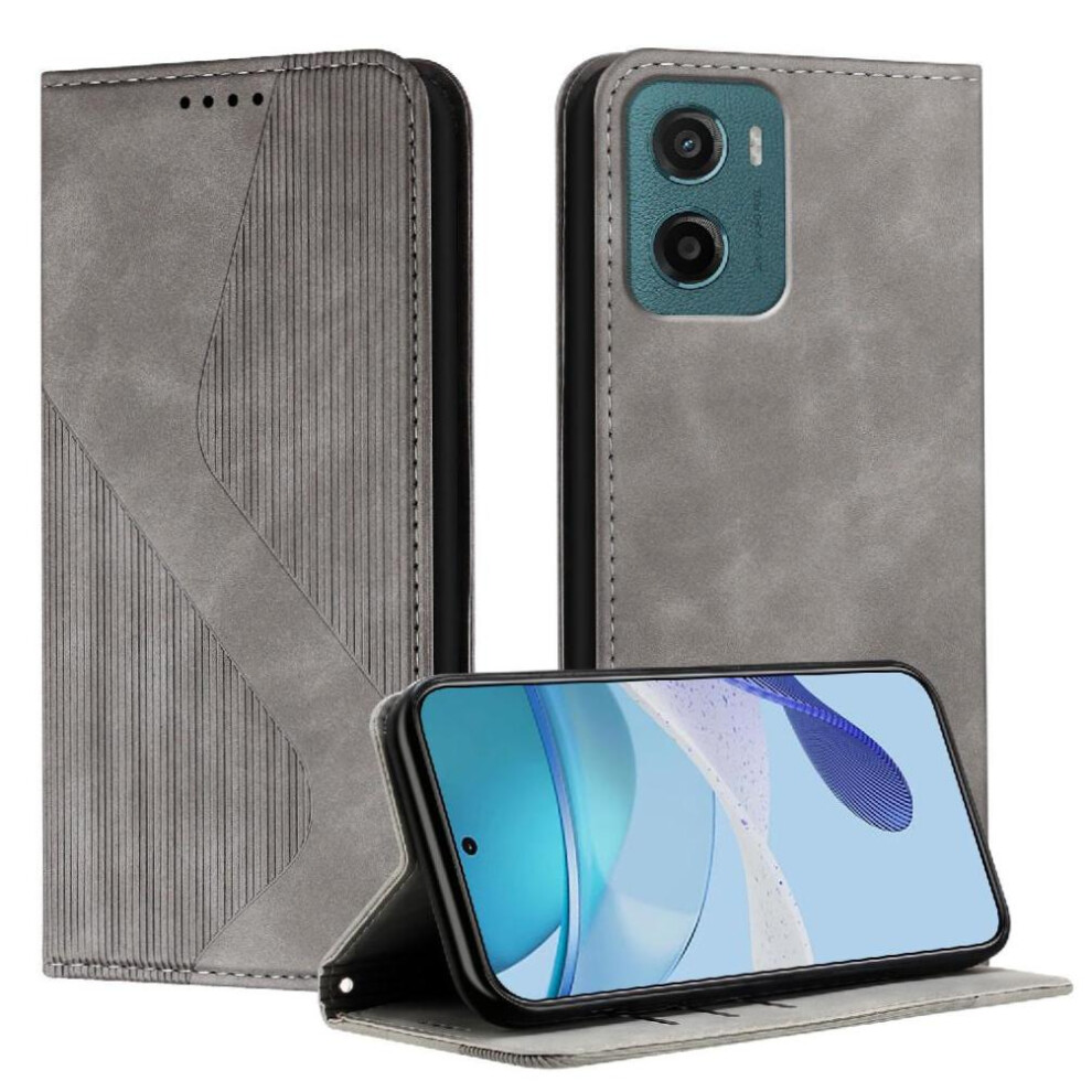 ( ) Case For Motorola Moto E15 Card Slots Holder Folio Flip Magnetic Pu Leather Wallet Kickstand Gray 764563392445