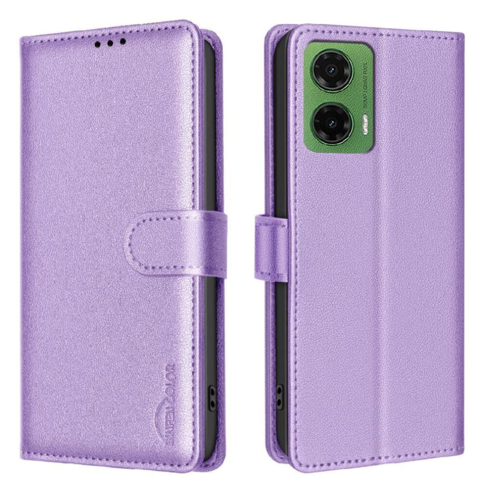 Gangxun (Purple) Flip Case For Motorola Moto G35 5G Wallet Magnetic Rfid Blocking Card Holder Kickstand Pu Leather Purple