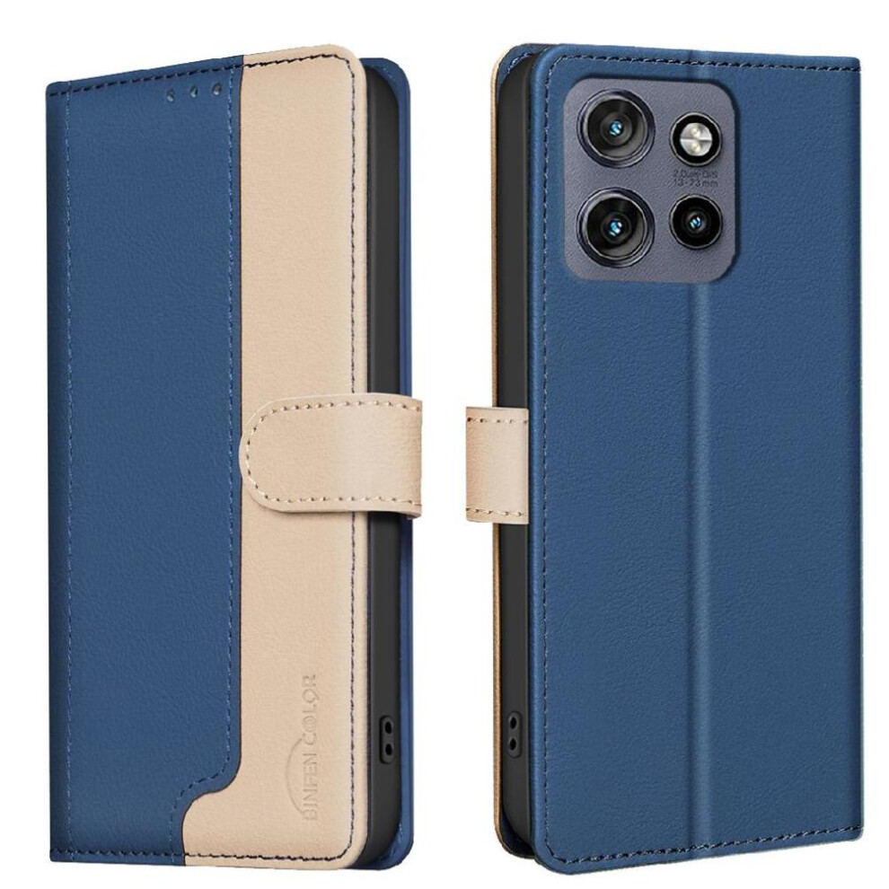 (Blue) Flip Case For Motorola Moto S50 5G Rfid Blocking Shockproof Tpu Inner Shell Card Slots Holder Kickstand Flip Folio Blue 764563393701