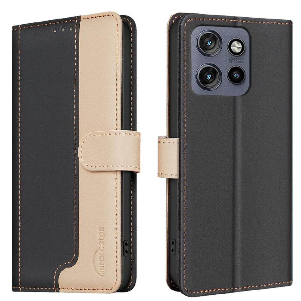 (Black) Flip Case For Motorola Moto S50 5G Rfid Blocking Shockproof Tpu Inner Shell Card Slots Holder Kickstand Flip Folio Black 764563393688