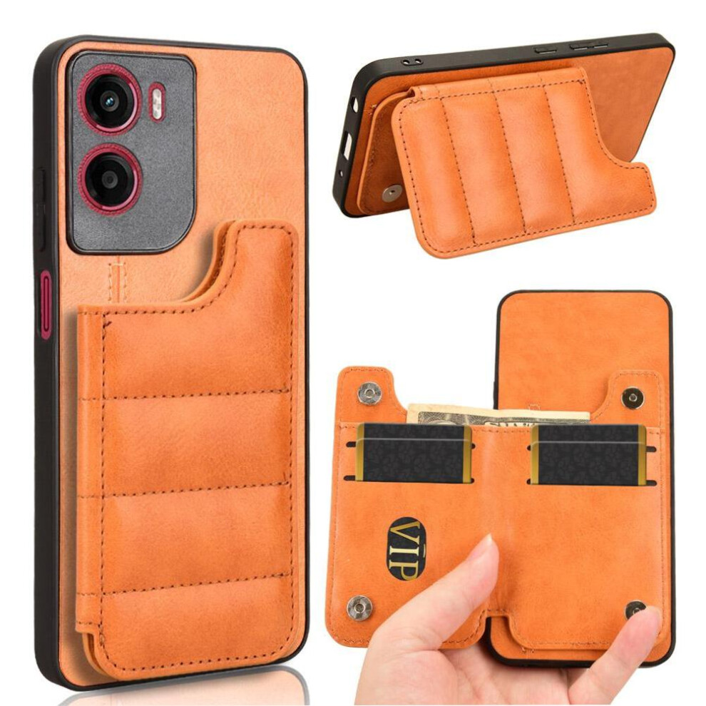 (Yellow) Wallet Case For Motorola Moto E15 Vegan Pu Leather Card Slot Wallet Case Card Bag Kickstand Yellow 764563394807