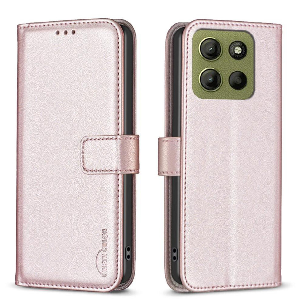 (Gold) Flip Case For Motorola Moto E15 Multi Card Slot Multi-Color Wallet Business Leather Case Gold 764563395170