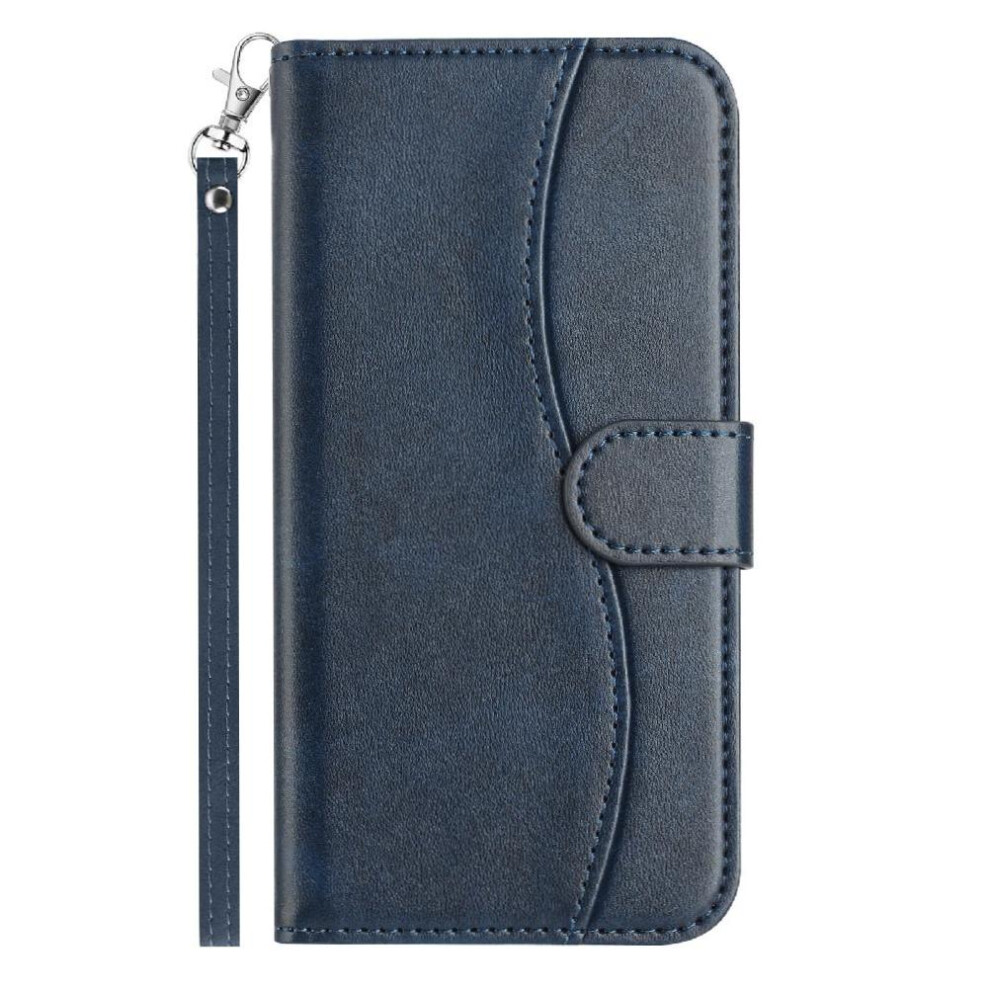 Photos - Case  Flip  for Motorola Moto G75 Card Slots Holder Colorful Wrist Strap Shockproof Pu Leather(Blue)