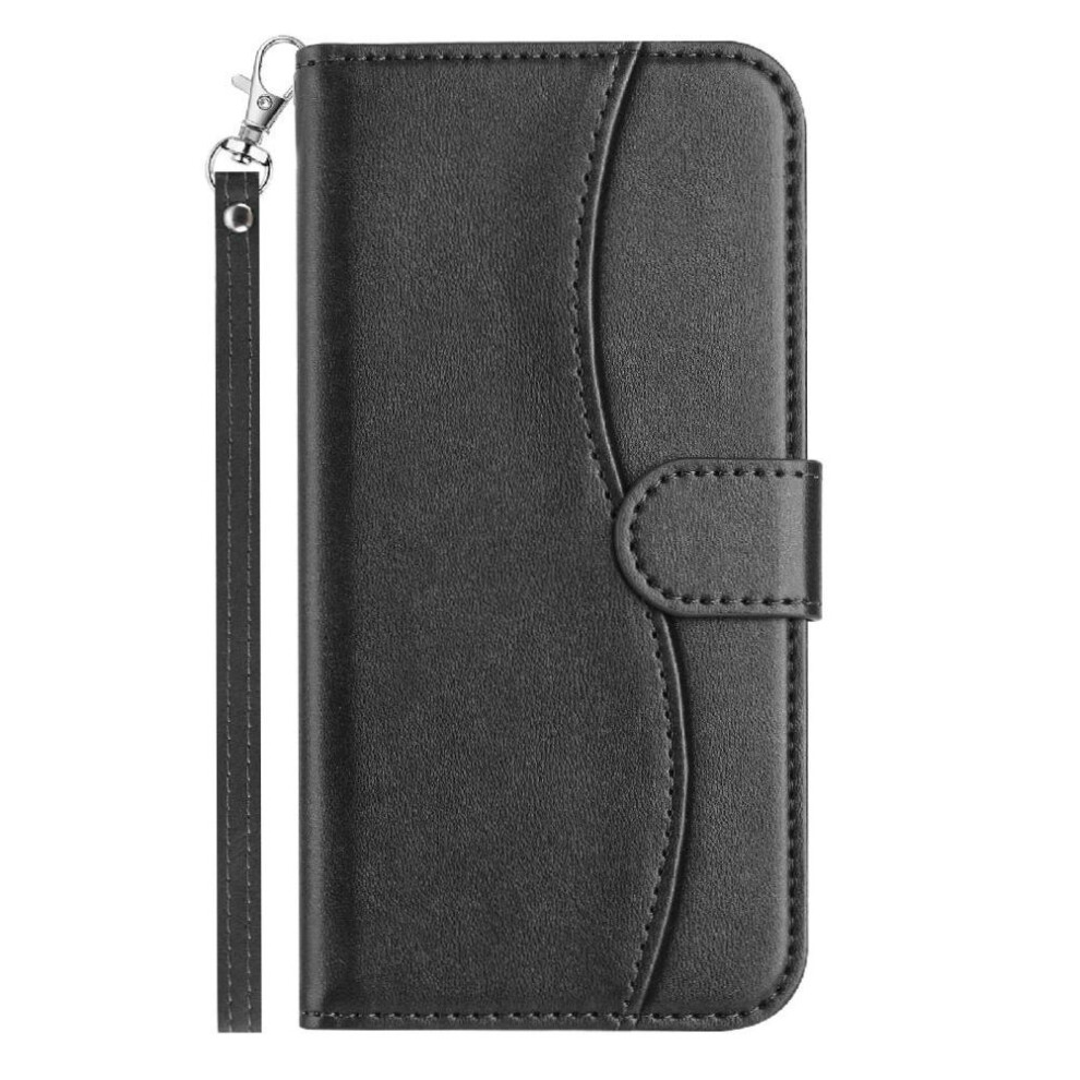 Gangxun (Black) Flip Case For Motorola Moto G35 Wrist Strap Shockproof Colorful Pu Leather Card Slots Holder Black