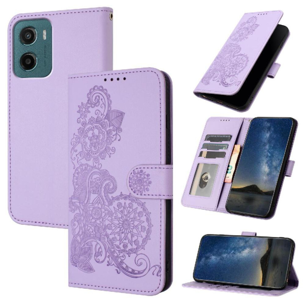 (Purple) Flip Case For Motorola Moto G05 Flip Folio Book Pu Leather Magnetic Closure With Card Slot Stand Kickstand Protective Purple 764563396214