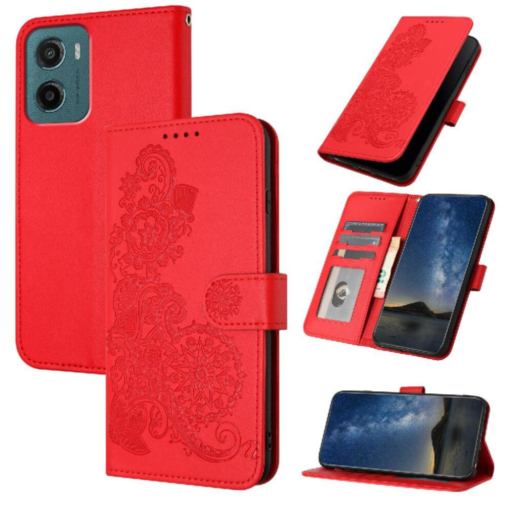 (Red) Flip Case For Motorola Moto G05 Flip Folio Book Pu Leather Magnetic Closure With Card Slot Stand Kickstand Protective Red 764563396221