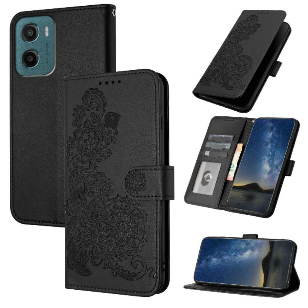 (Black) Flip Case For Motorola Moto G05 Flip Folio Book Pu Leather Magnetic Closure With Card Slot Stand Kickstand Protective Black 764563396269