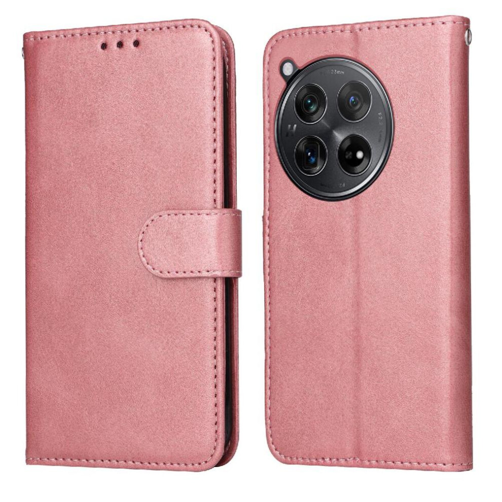 (Pink) Flip Case For Oneplus 12R Precise Cutouts Magnetic Closure Card Slots Flip Cover Pink 764563397730