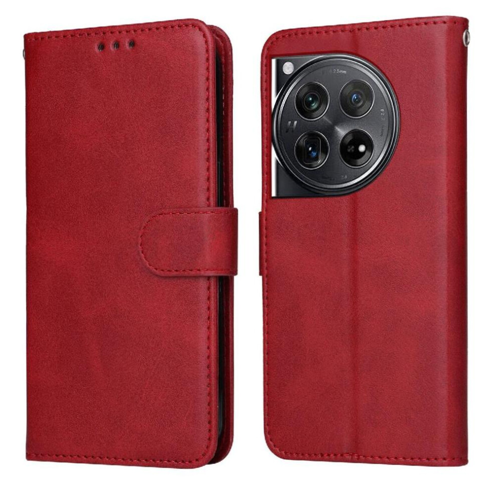 (Red) Flip Case For Oneplus 12 Card Slots Flip Cover Magnetic Closure Precise Cutouts Red 764563397778