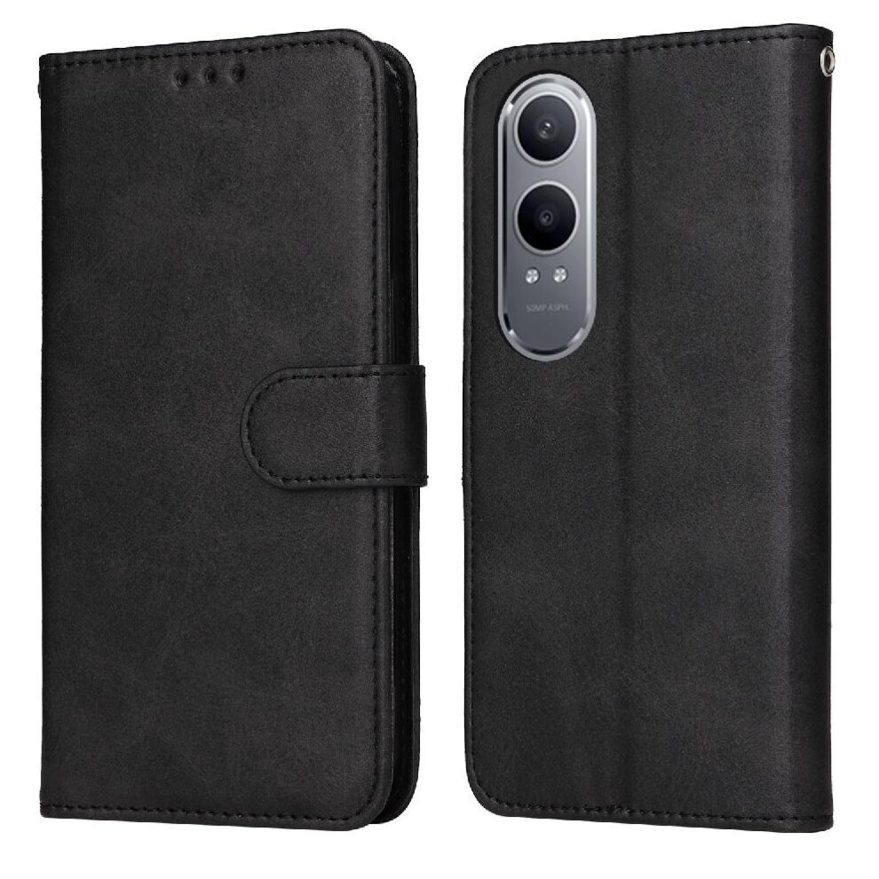 (Black) Flip Case For Oneplus Nord Ce4 Lite Magnetic Closure Flip Cover Precise Cutouts Card Slots Black 764563397815