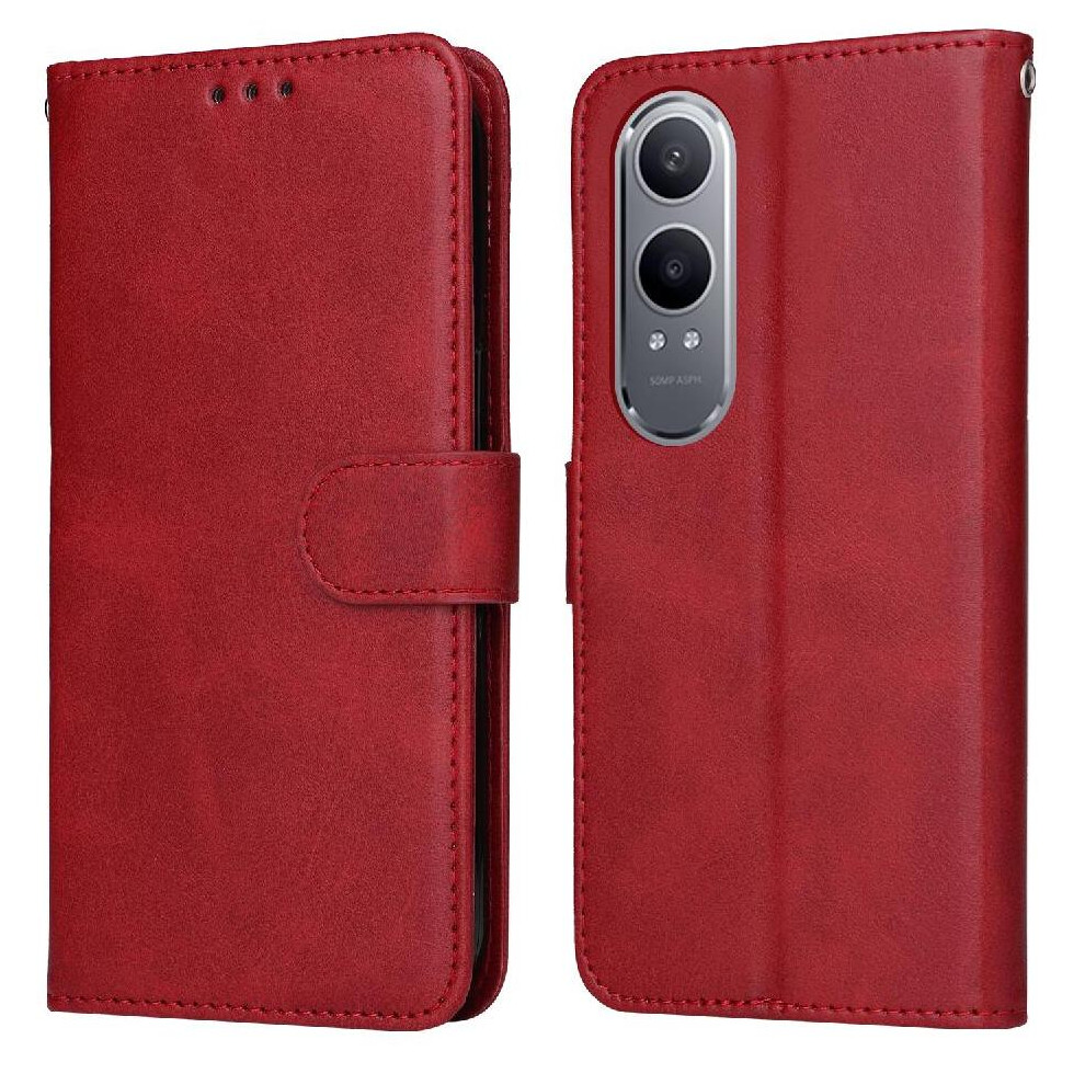 (Red) Flip Case For Oneplus Nord Ce4 Lite Magnetic Closure Flip Cover Precise Cutouts Card Slots Red 764563397822
