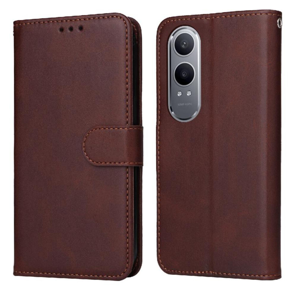 (Brown) Flip Case For Oneplus Nord Ce4 Lite Magnetic Closure Flip Cover Precise Cutouts Card Slots Brown 764563397808