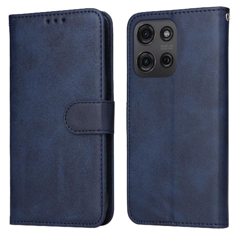 (Blue) Flip Case For Motorola Moto G75 5G Magnetic Closure Flip Cover Card Slots Precise Cutouts Blue 764563398362