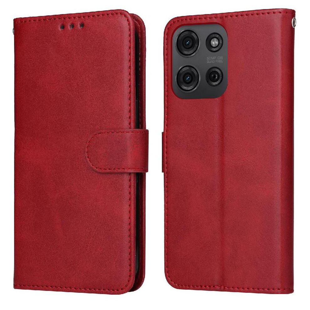 (Red) Flip Case For Motorola Moto G75 5G Magnetic Closure Flip Cover Card Slots Precise Cutouts Red 764563398348