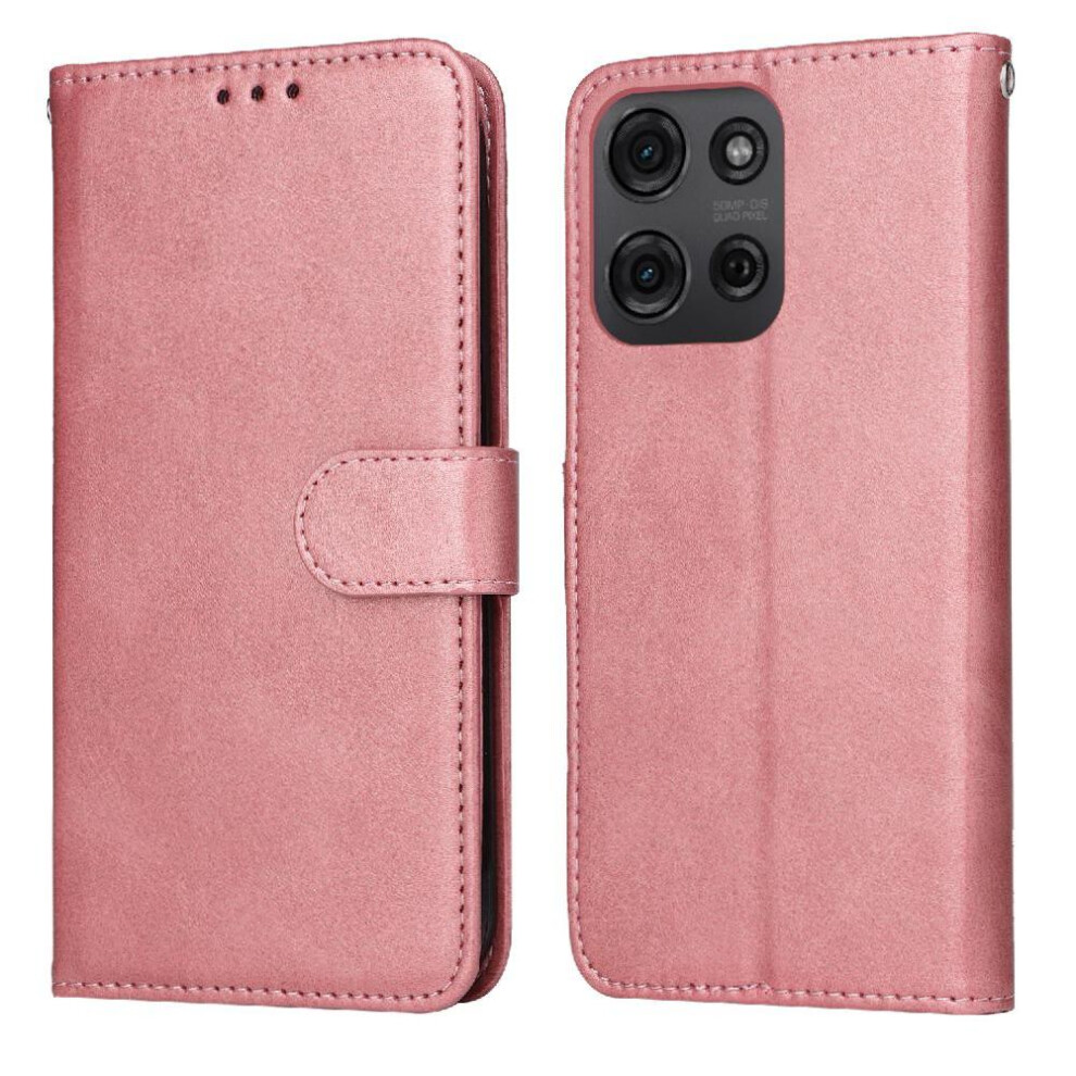 (Pink) Flip Case For Motorola Moto G75 5G Magnetic Closure Flip Cover Card Slots Precise Cutouts Pink 764563398355