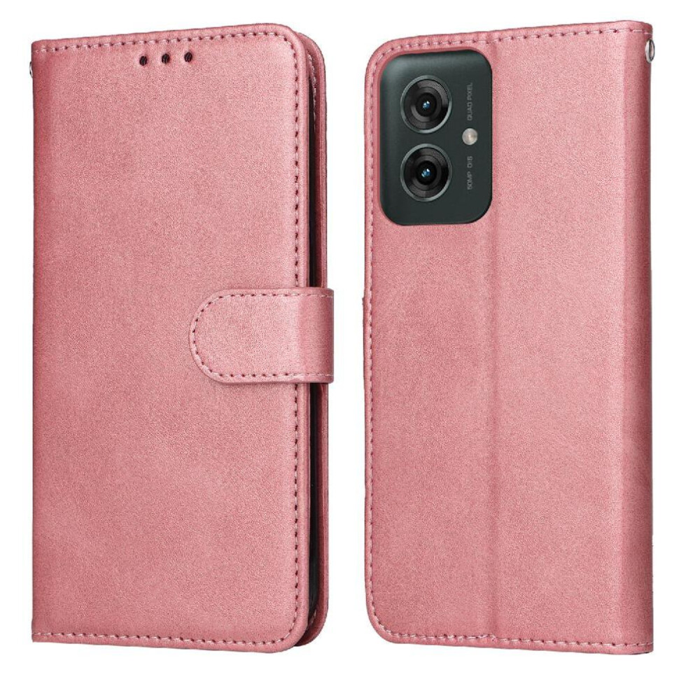 (Pink) Flip Case For Motorola Moto G55 5G Card Slots Precise Cutouts Flip Cover Magnetic Closure Pink 764563398409