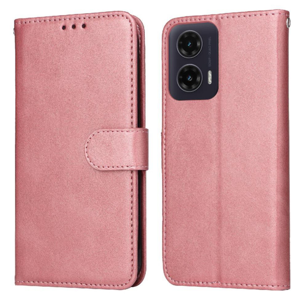 (Pink) Flip Case For Motorola Moto G35 5G Precise Cutouts Card Slots Flip Cover Magnetic Closure Pink 764563398454