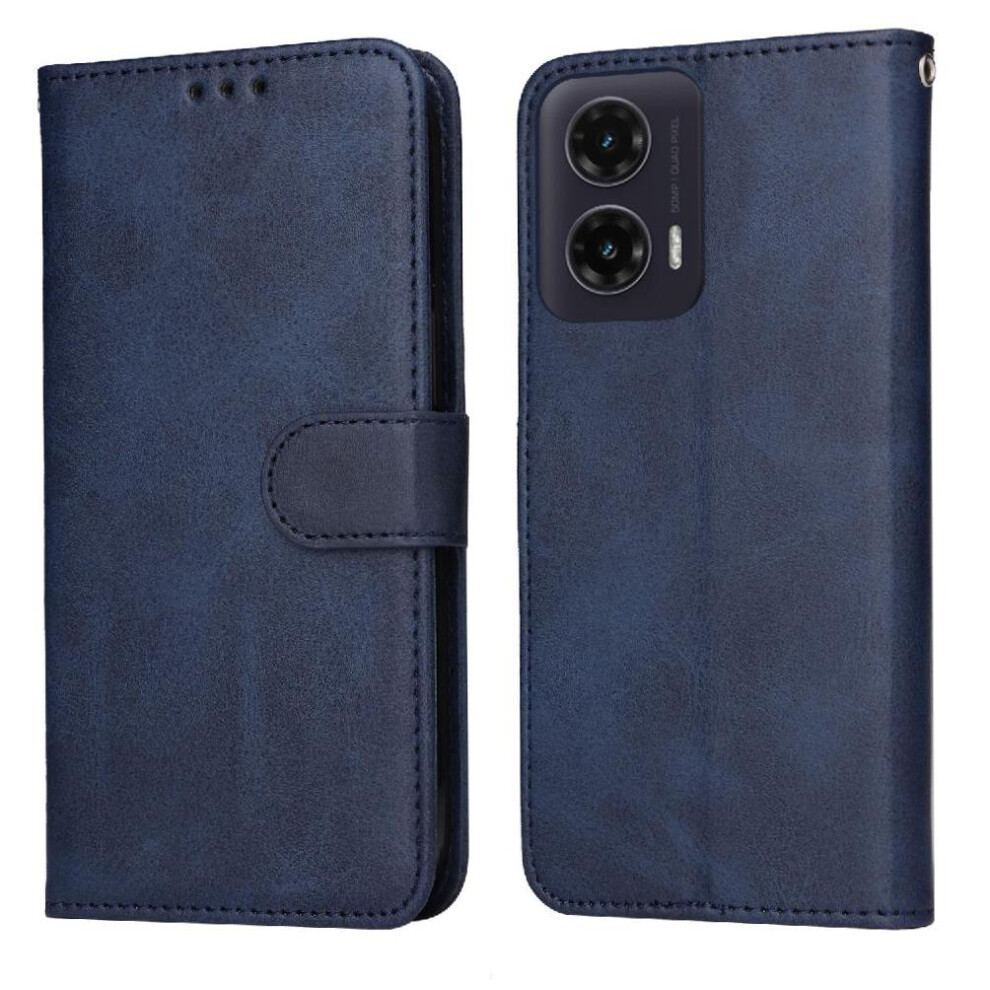 (Blue) Flip Case For Motorola Moto G35 5G Precise Cutouts Card Slots Flip Cover Magnetic Closure Blue 764563398461