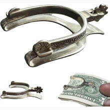 VINTAGE WESTERN SPUR SILVER MONEY CLIP Cash Clip Metal Paper Clip