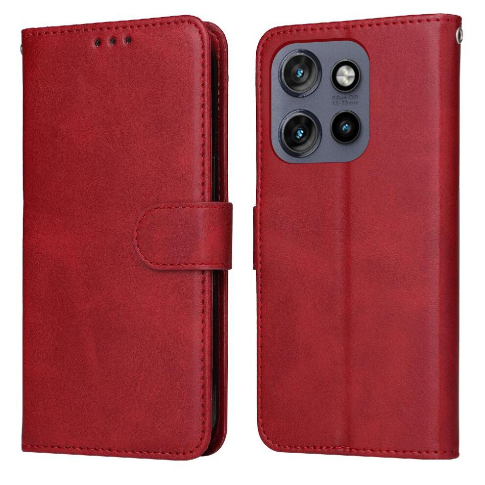 (Red) Flip Case For Motorola Moto Thinkphone 25 Magnetic Closure Flip Cover Card Slots Precise Cutouts Red 764563398492