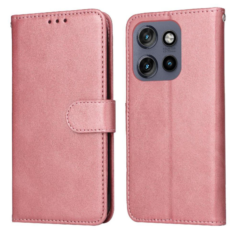 (Pink) Flip Case For Motorola Moto Thinkphone 25 Magnetic Closure Flip Cover Card Slots Precise Cutouts Pink 764563398508