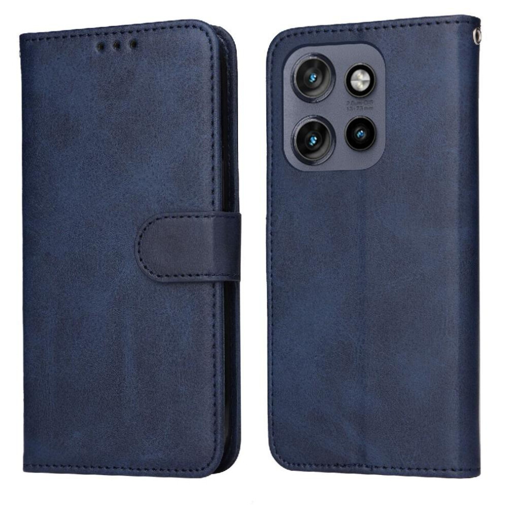 (Blue) Flip Case For Motorola Moto Thinkphone 25 Magnetic Closure Flip Cover Card Slots Precise Cutouts Blue 764563398515