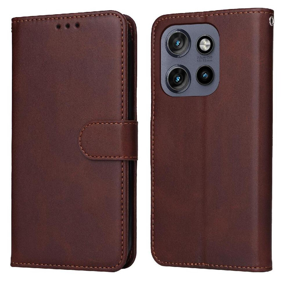 Photos - Case  Flip  for Motorola Edge 50 Neo 5g Magnetic Closure Flip Cover Precise Cutouts Card Slots(Brown)