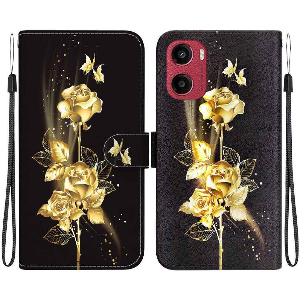 (Ohter) Flip Case For Motorola Moto E15 Pu Leather Magnetic Closure Wallet Card Slots Butterfly Flower Painted 764563399239