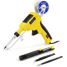 (Jaune) 60 W welding gun, automatic welding iron kit, 5-in-1 automatic welding feeding tool with de-welding pump, tin wire, 2 antistatic tweezers