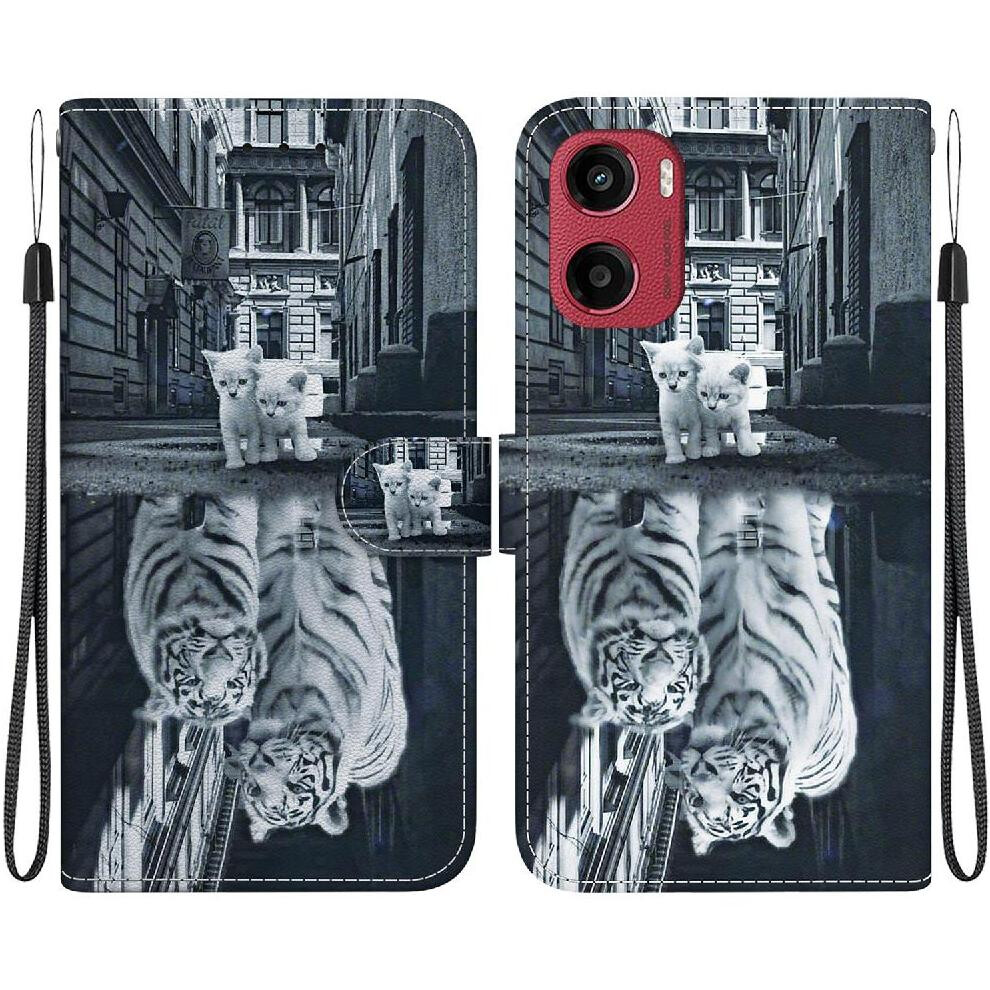 (C3 ) Flip Case For Motorola Moto G05 Wallet Card Slots Butterfly Flower Painted Magnetic Closure Pu Leather 764563399338