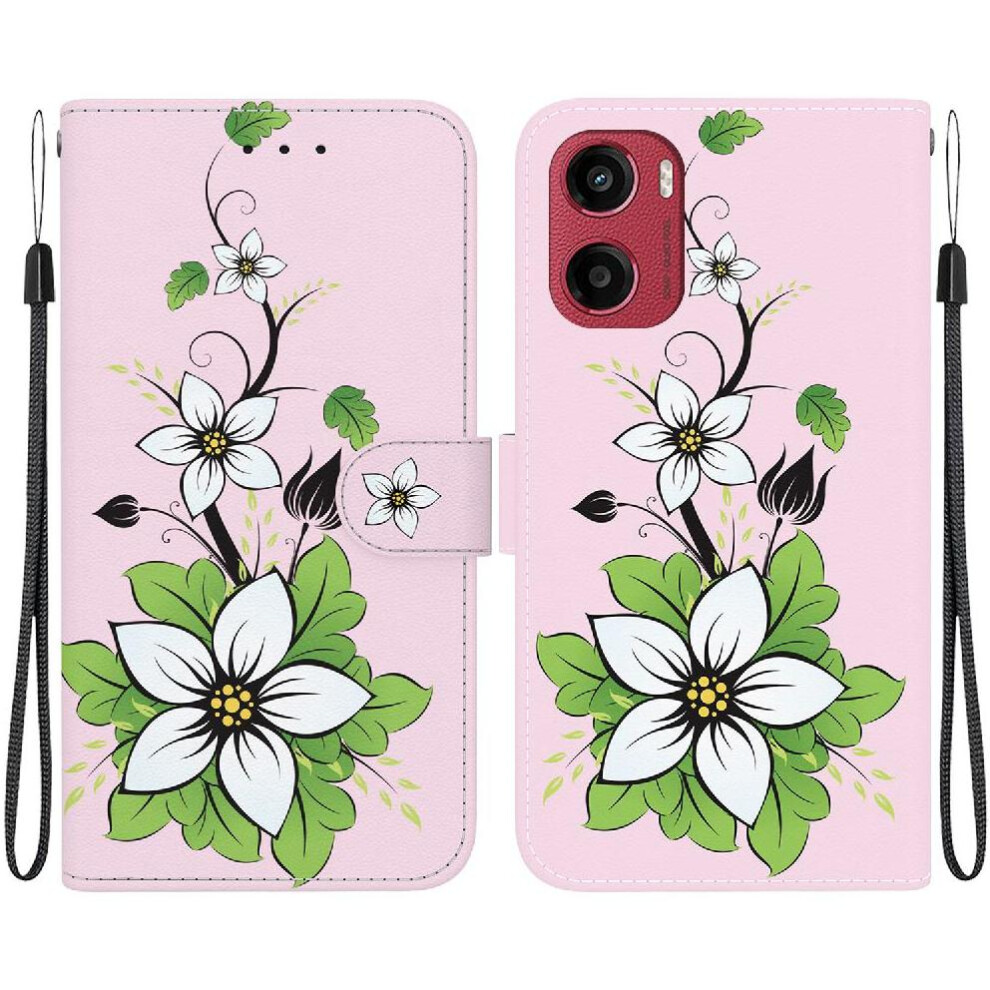 (C9 ) Flip Case For Motorola Moto G05 Wallet Card Slots Butterfly Flower Painted Magnetic Closure Pu Leather 764563399390