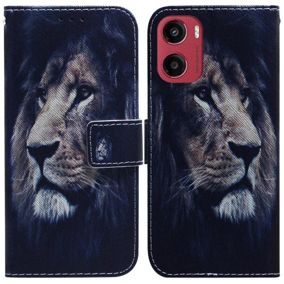 (C6) Flip Case For Motorola Moto E15 Card Slots Wallet Pu Leather Painted Magnetic Closure 764563399611