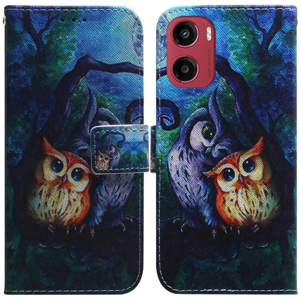 (C2) Flip Case For Motorola Moto E15 Card Slots Wallet Pu Leather Painted Magnetic Closure 764563399574