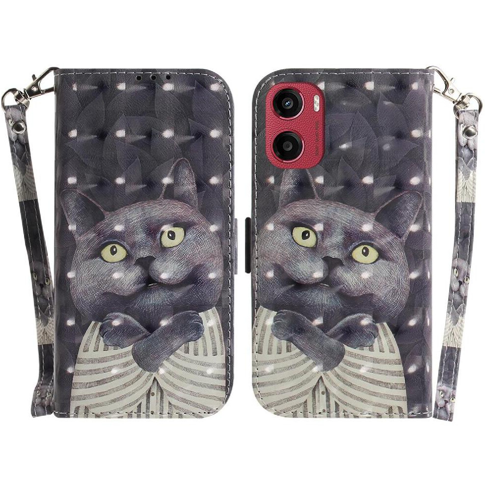 (C2) 3D Painted Protective Case For Motorola Moto G05 Card Slots Pu Leather Magnetic Closure Lanyard Wallet 764563399871