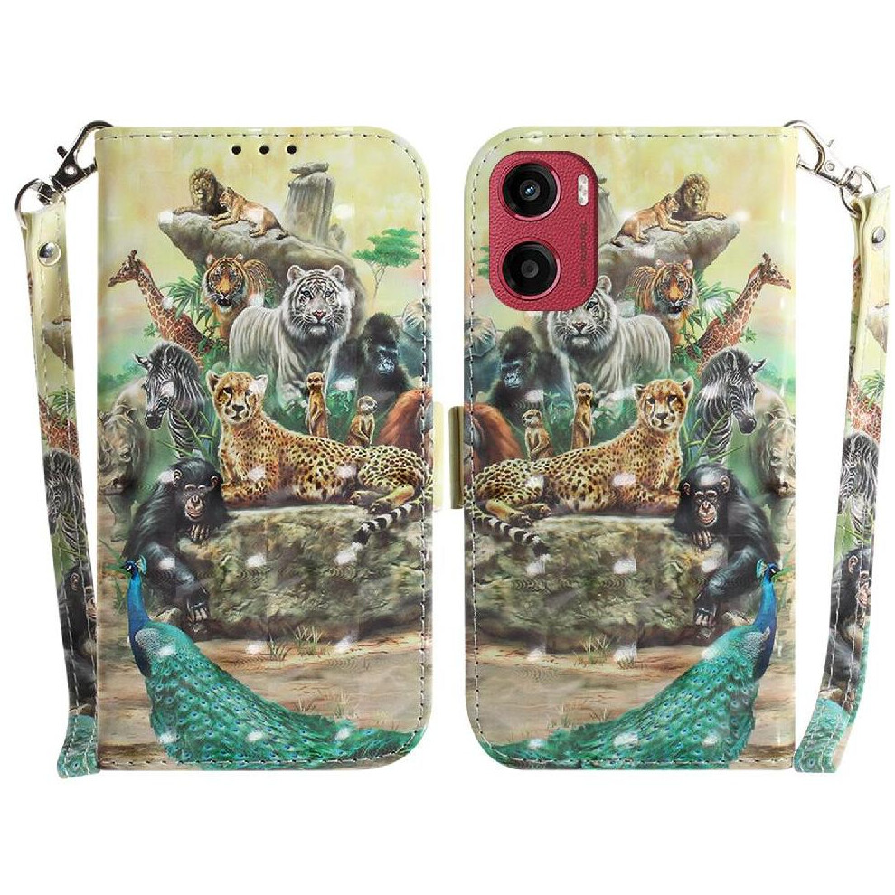 (Ohter) 3D Painted Protective Case For Motorola Moto G05 Card Slots Pu Leather Magnetic Closure Lanyard Wallet 764563399895